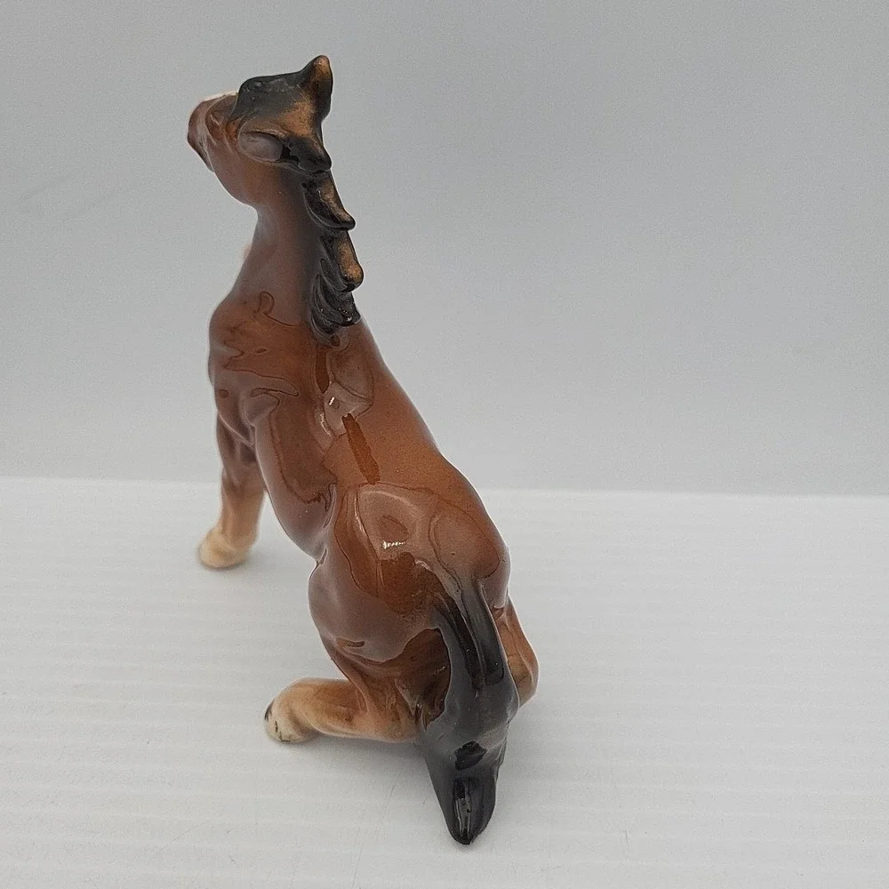 Vintage Porcelain Japan Horse Figurine Brown Black 4